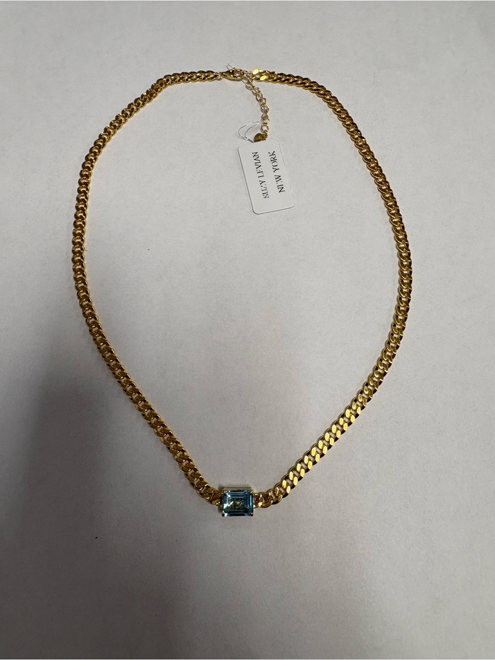 Suzy Levian Sample Yellow Sterling Silver Blue Topaz Thick Chain Necklace NWT